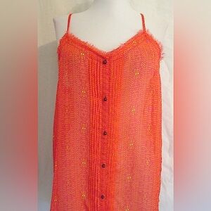 Arizona Jean Company Orange Frayed Edge Tank Top